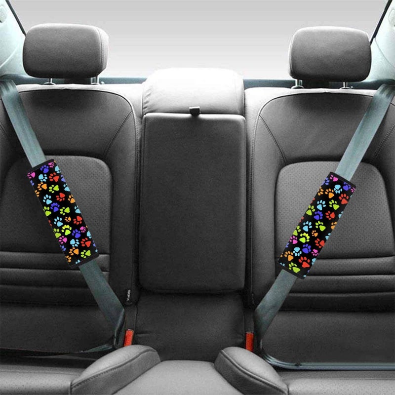 Dreaweet Colorful Dog Paw Print Seatbelt Covers Cute Car Accessories for Women Adults,2 Piece Seat Belt Cover Pad for SUV Car Trucks Sedan,Soft Auto Seat Belt Cover Seatbelt Shoulder Pad Cushions - Image 4